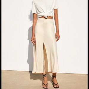 Zara satin skirt. Front split.